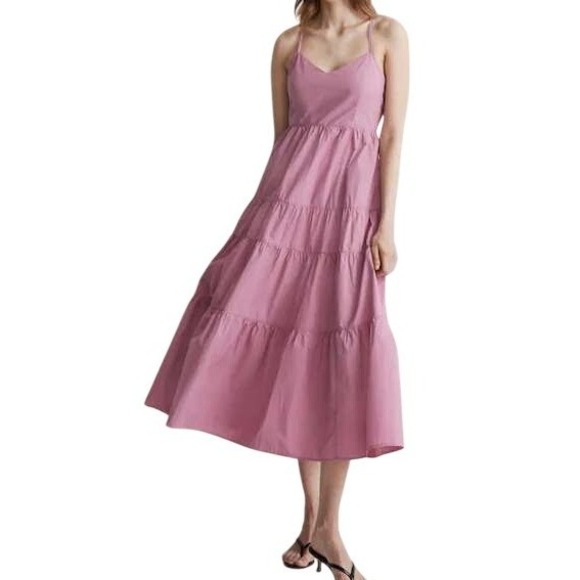 Madewell Dresses & Skirts - Madewell Sidonie Poplin Maxi Dress Pink Tie‎ Strap Open Back Medium Resortwear
